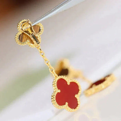 [Lucky Star]CLOVER  2 MOTIF  TIGER EYE CARNELIAN EARRINGS