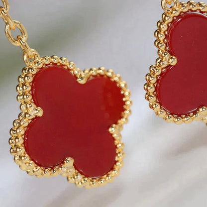 [Lucky Star]CLOVER  2 MOTIF  TIGER EYE CARNELIAN EARRINGS