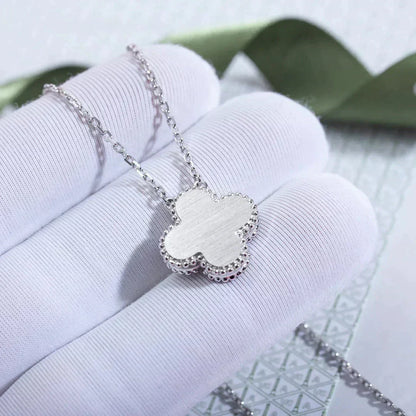 [Lucky Star]CLOVER  15MM DIAMOND LASER NECKLACE SILVER