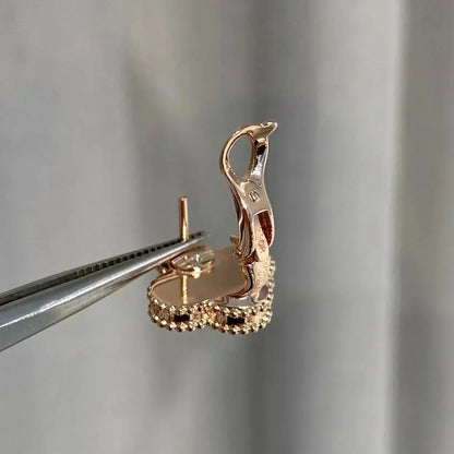 [Lucky Star]CLOVER MEDIUM 1 MOTIFS  PINK MOP DIAMOND EARRINGS