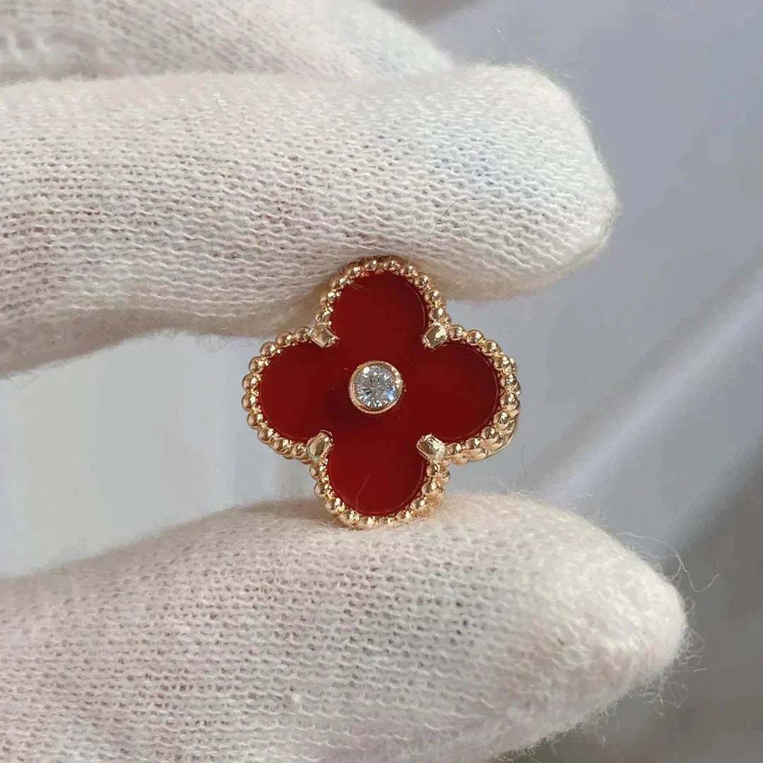 [Lucky Star]CLOVER MEDIUM 1 MOTIFS CARNELIAN  DIAMOND earrings