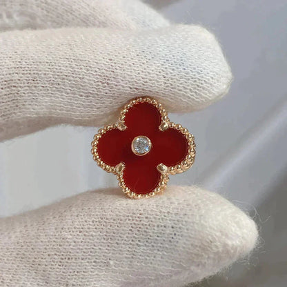 [Lucky Star]CLOVER MEDIUM 1 MOTIFS CARNELIAN  DIAMOND earrings