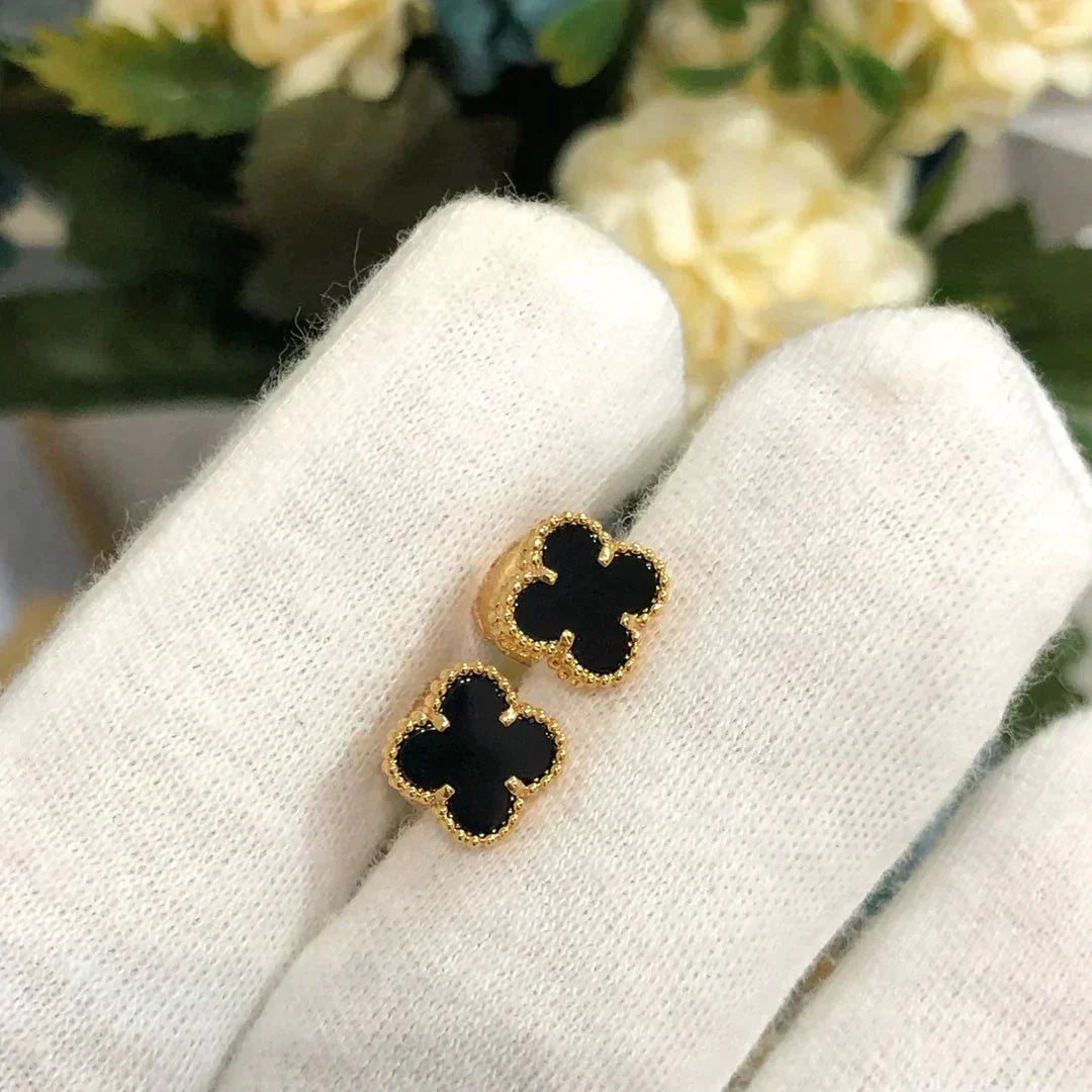 [Lucky Star]CLOVER MINI 9.5MM BLACK MOP EARRINGS