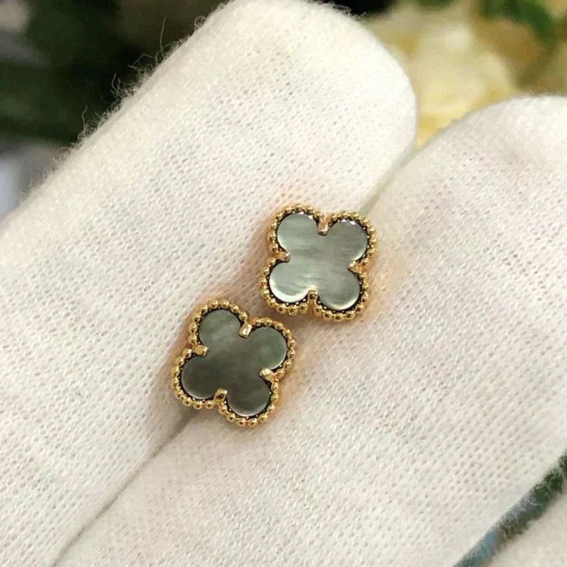 [Lucky Star]CLOVER MINI 9.5MM GRAY MOP EARRINGS