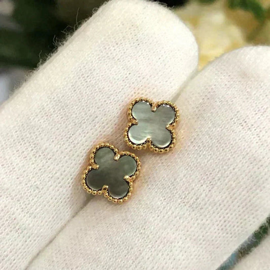[Lucky Star]CLOVER MINI 9.5MM GRAY MOP EARRINGS