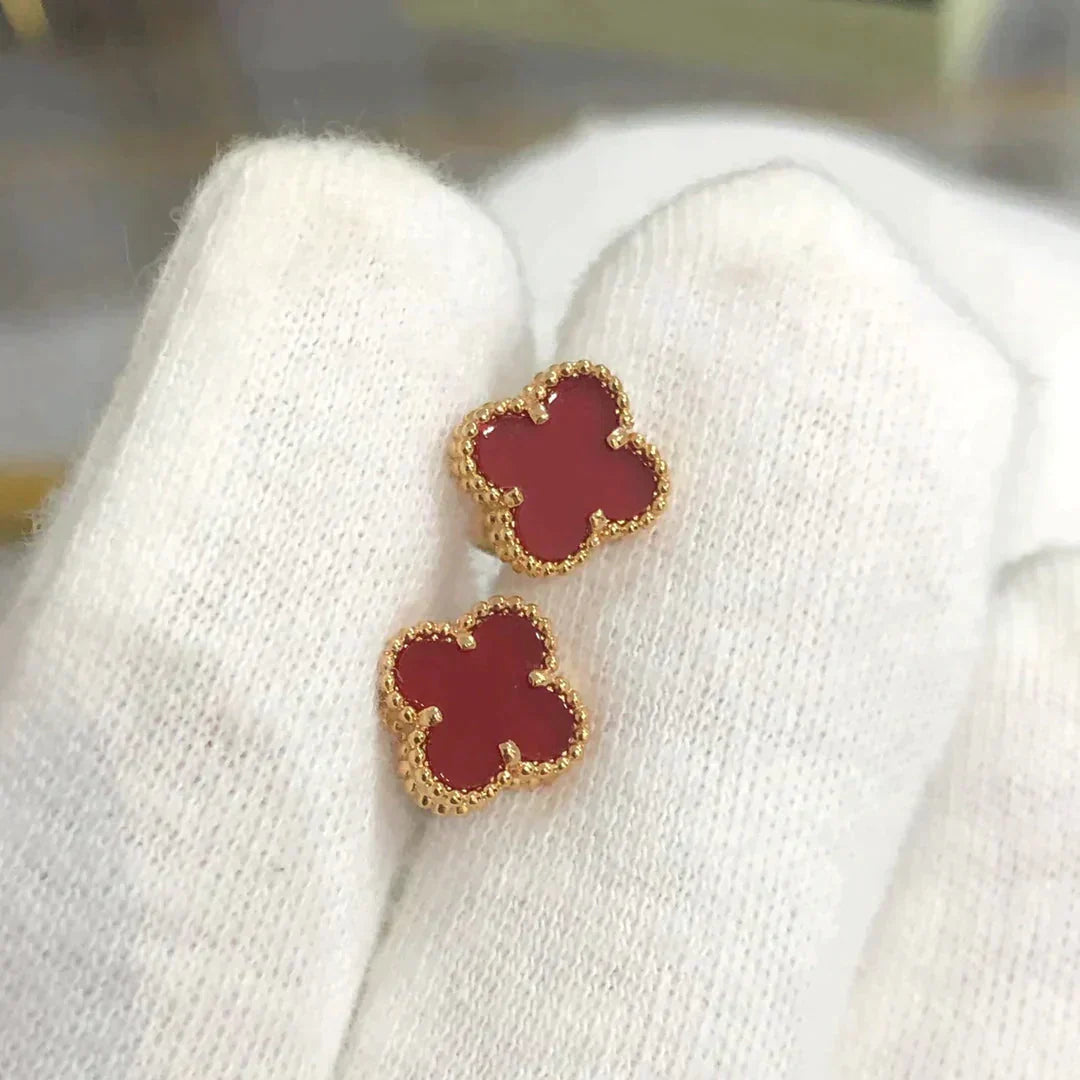 [Lucky Star]CLOVER MINI 9.5MM CARNELIAN EARRINGS