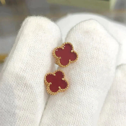 [Lucky Star]CLOVER MINI 9.5MM CARNELIAN EARRINGS
