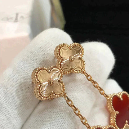 [Lucky Star]CLOVER 2 MOTIF  LASER CARNELIAN EARRINGS