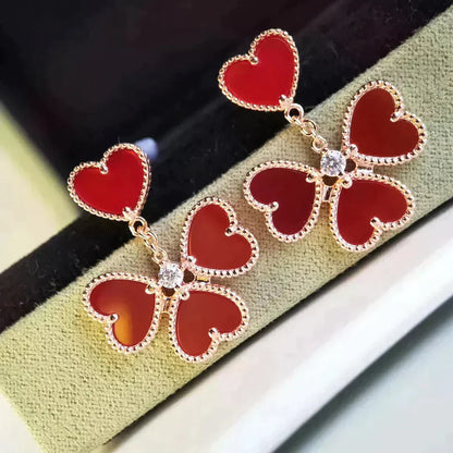 [Lucky Star]SWEET CLOVER CARNELIAN EARRINGS