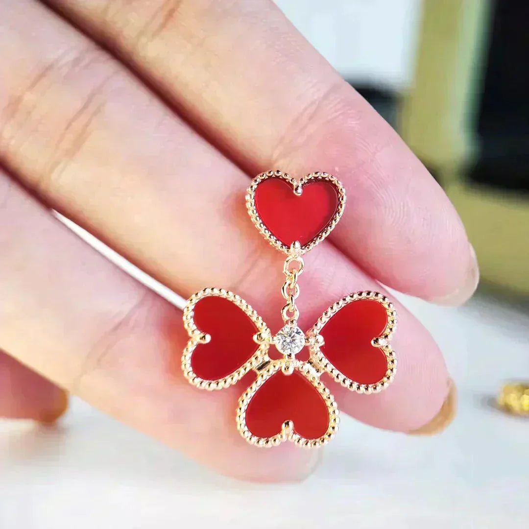 [Lucky Star]SWEET CLOVER CARNELIAN EARRINGS