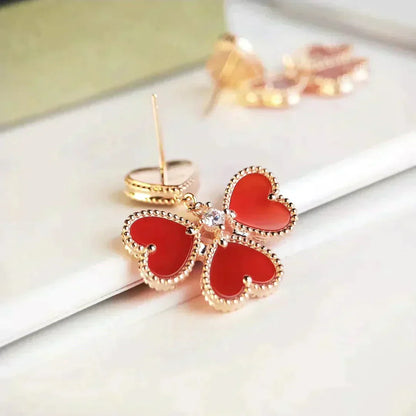 [Lucky Star]SWEET CLOVER CARNELIAN EARRINGS