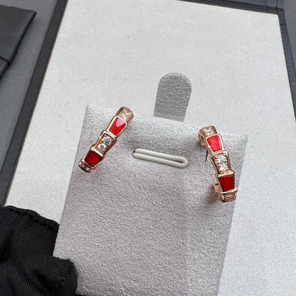 [Lucky Star]SERPENTI CARNELIAN PINK GOLD EARRINGS