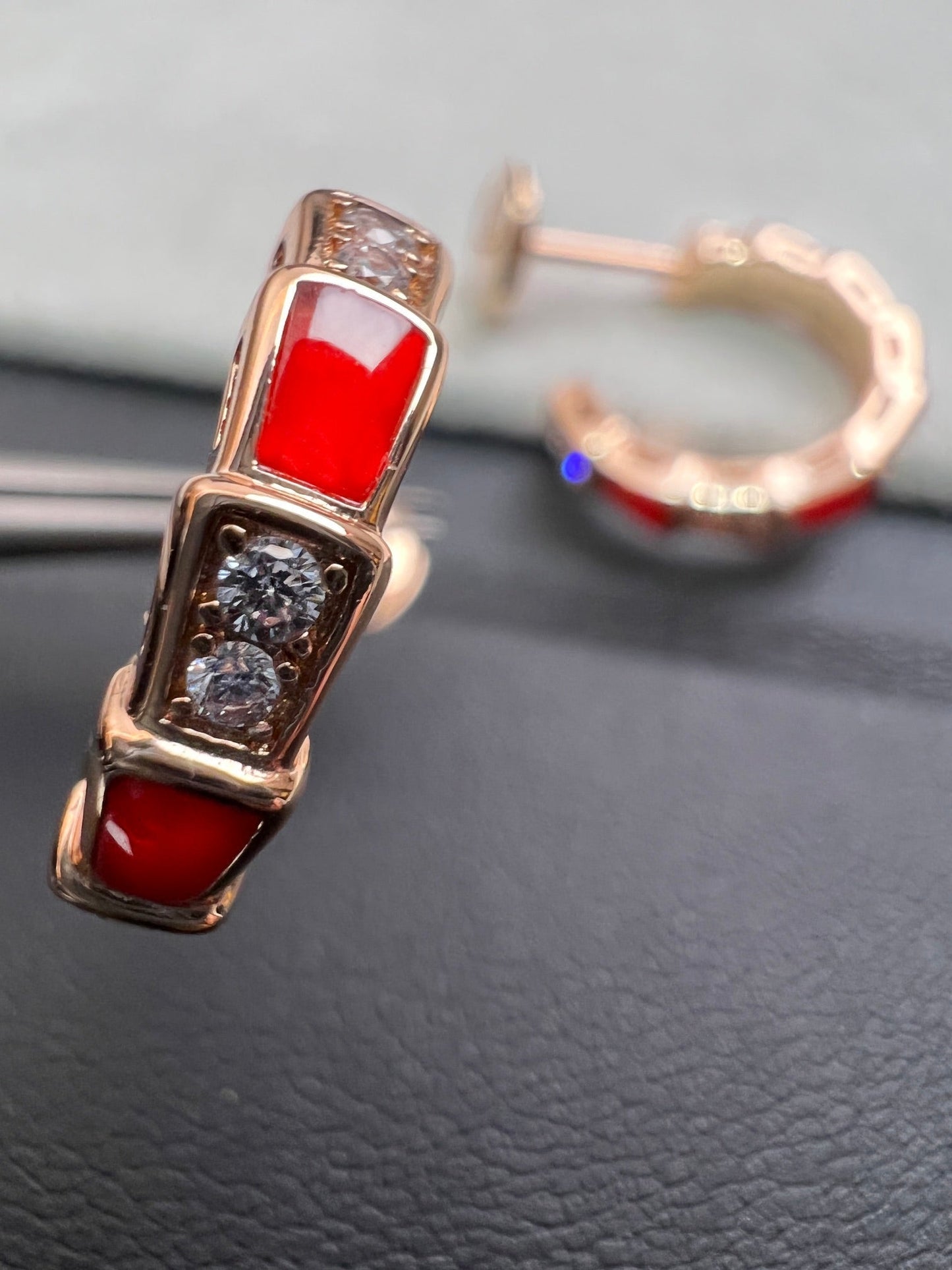 [Lucky Star]SERPENTI CARNELIAN PINK GOLD EARRINGS
