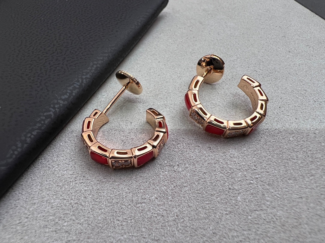 [Lucky Star]SERPENTI CARNELIAN PINK GOLD EARRINGS