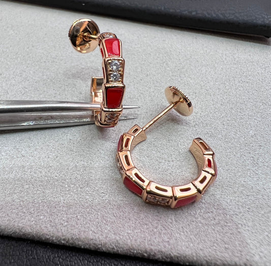 [Lucky Star]SERPENTI CARNELIAN PINK GOLD EARRINGS