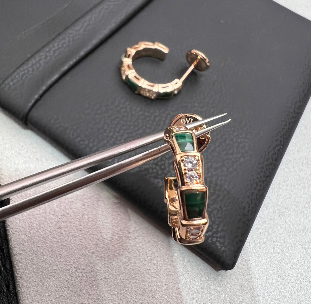 [Lucky Star]SERPENTI MALACHITE PINK GOLD EARRINGS