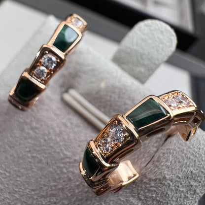 [Lucky Star]SERPENTI MALACHITE PINK GOLD EARRINGS