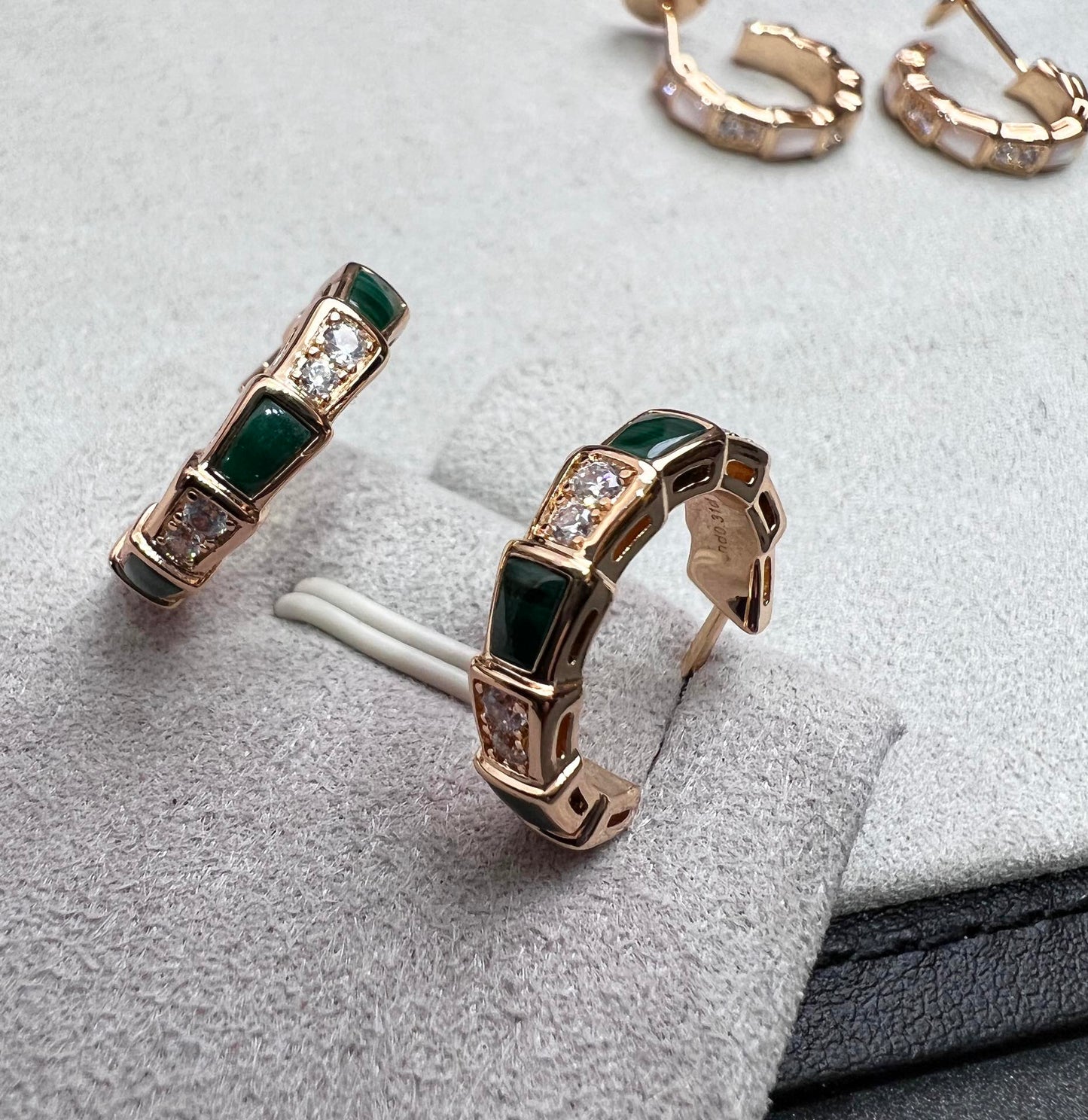 [Lucky Star]SERPENTI MALACHITE PINK GOLD EARRINGS