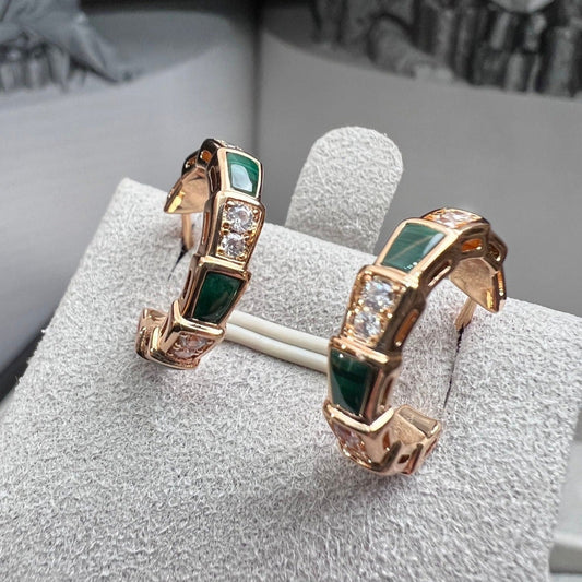 [Lucky Star]SERPENTI MALACHITE PINK GOLD EARRINGS