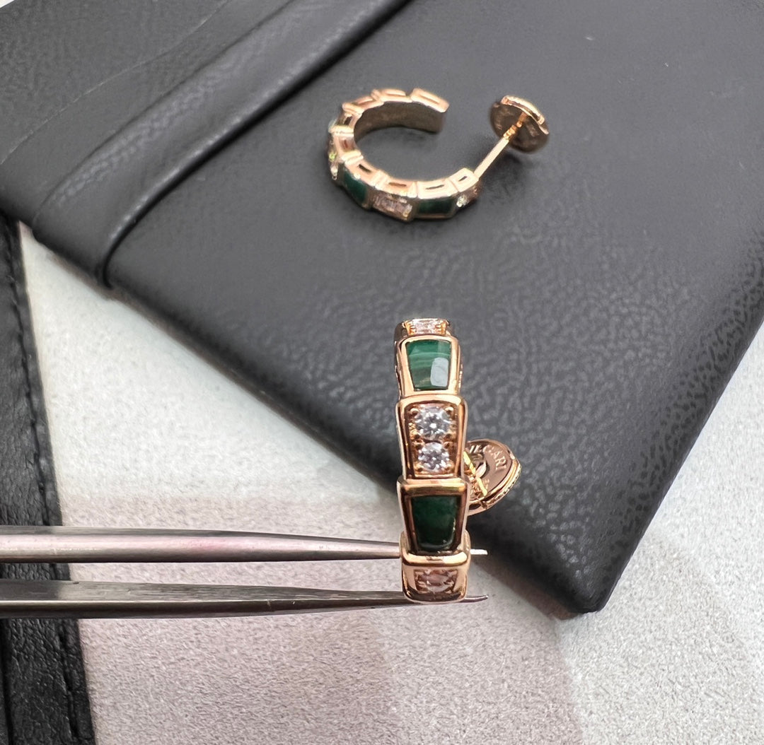 [Lucky Star]SERPENTI MALACHITE PINK GOLD EARRINGS