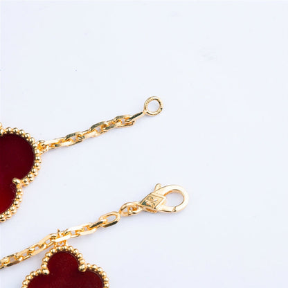[Lucky Star]CLOVER BRACELET 5 MOTIFS CARNELIAN TIGER EYE