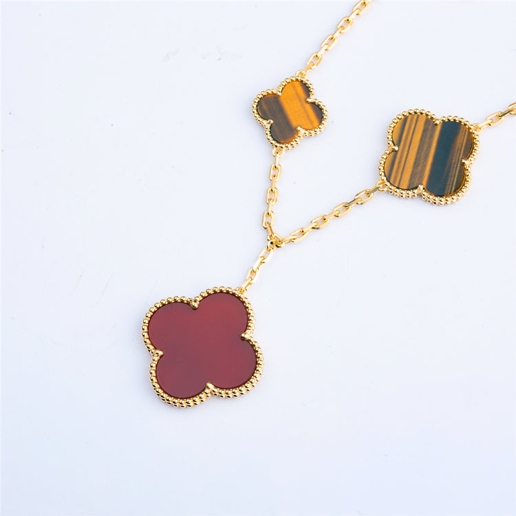 [Lucky Star]CLOVER BRACELET 5 MOTIFS CARNELIAN TIGER EYE