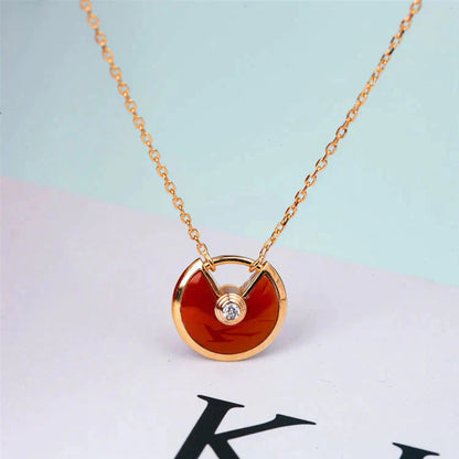 [Lucky Star]AMULETTE GOLD CARNELIAN ONYX NECKLACE