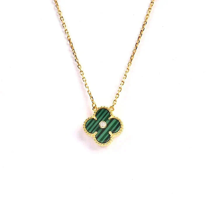 [Lucky Star]CLOVER 15MM DIAMOND TURQUOISE NECKLACE