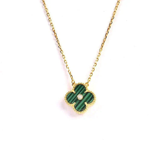 [Lucky Star]CLOVER 15MM DIAMOND TURQUOISE NECKLACE