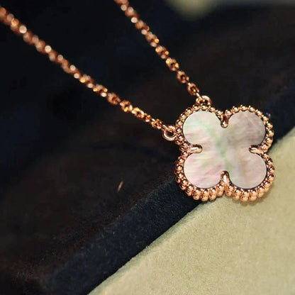 [Lucky Star]CLOVER 15MM  GRAY MOTHER OF PEARL NECKLACE
