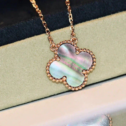 [Lucky Star]CLOVER 15MM  GRAY MOTHER OF PEARL NECKLACE