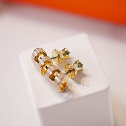 [Lucky Star]MINI POP H GOLD EARRINGS GREY