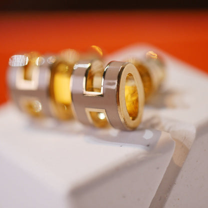 [Lucky Star]MINI POP H GOLD EARRINGS GREY