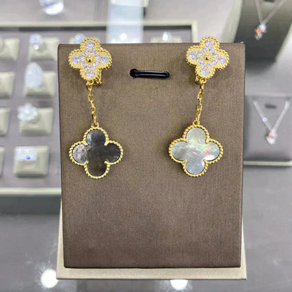 [Lucky Star]CLOVER  2 MOTIFS  DIAMOND  EARRINGS (MULTIPLE CHOICESç´