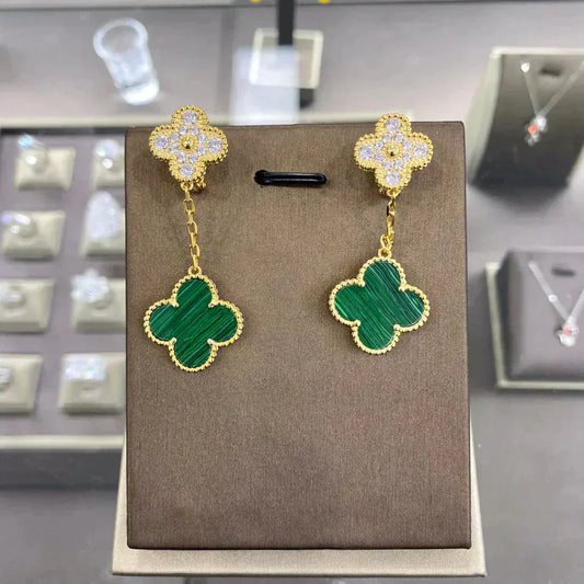[Lucky Star]CLOVER  2 MOTIFS  DIAMOND  EARRINGS (MULTIPLE CHOICESç´