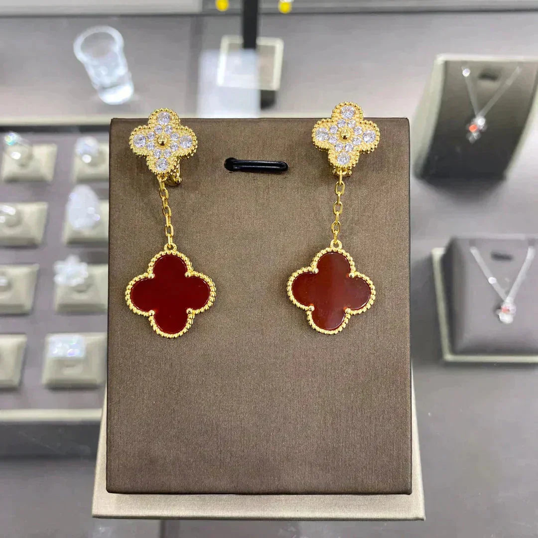 [Lucky Star]CLOVER  2 MOTIFS  DIAMOND  EARRINGS (MULTIPLE CHOICESç´