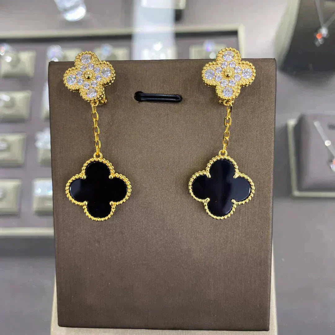 [Lucky Star]CLOVER  2 MOTIFS  DIAMOND  EARRINGS (MULTIPLE CHOICESç´