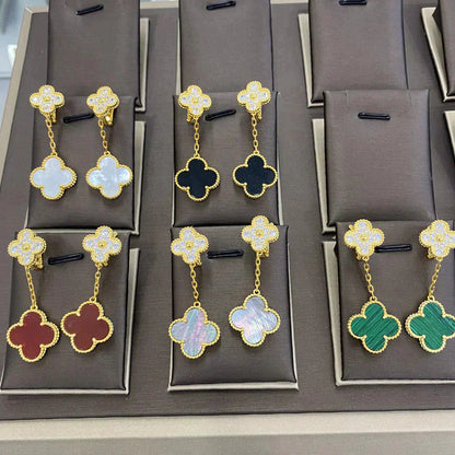 [Lucky Star]CLOVER  2 MOTIFS  DIAMOND  EARRINGS (MULTIPLE CHOICESç´