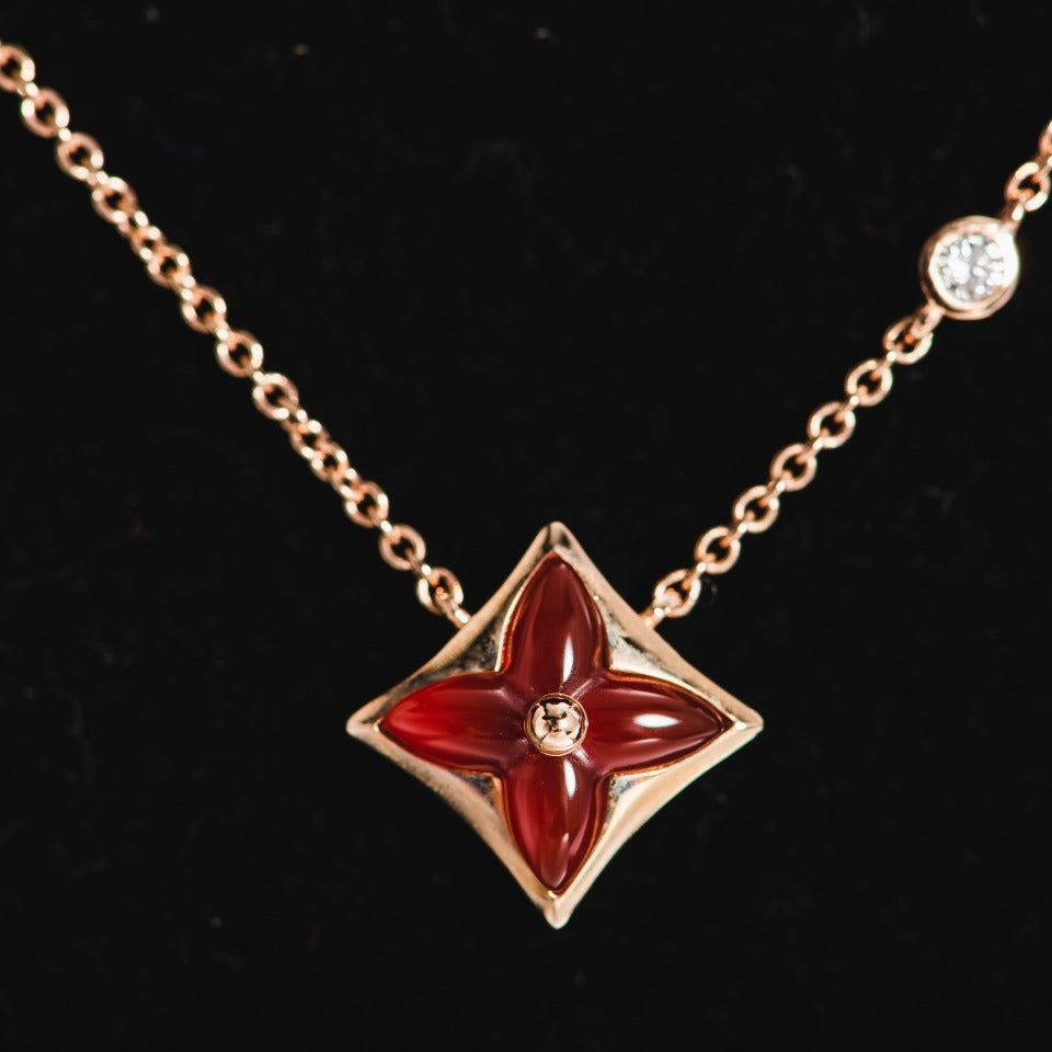 [Lucky Star]STAR NECKLACE PINK GOLD 1 DIAMOND