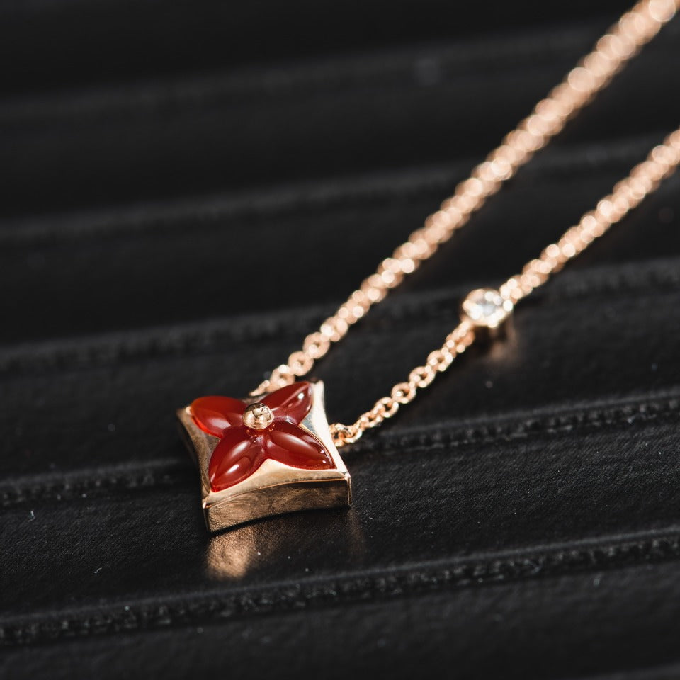[Lucky Star]STAR NECKLACE PINK GOLD 1 DIAMOND