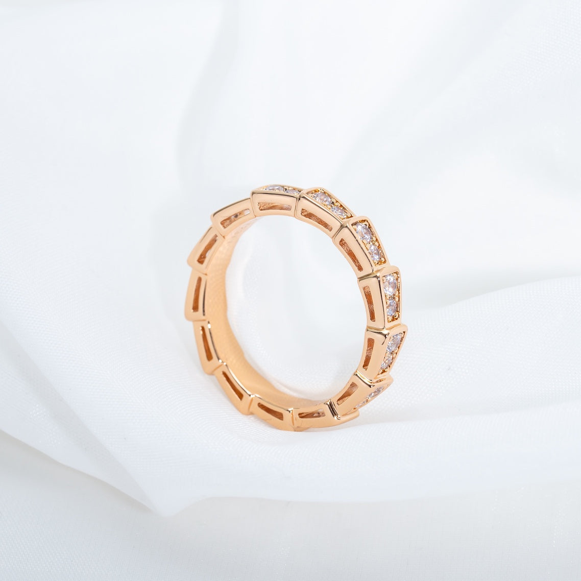 [Lucky Star]SERPENTI RING PINK GOLD DIAMOND PAVED 3MM