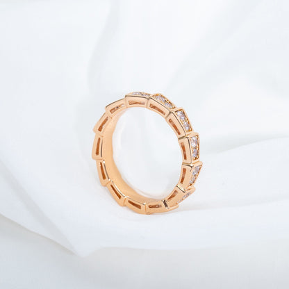 [Lucky Star]SERPENTI RING PINK GOLD DIAMOND PAVED 3MM