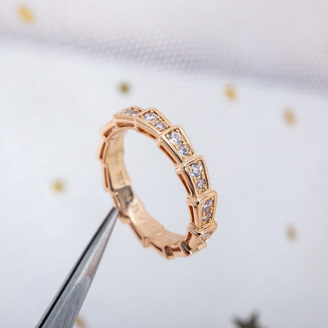 [Lucky Star]SERPENTI RING PINK GOLD DIAMOND PAVED 3MM