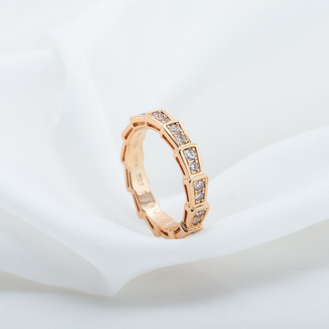 [Lucky Star]SERPENTI RING PINK GOLD DIAMOND PAVED 3MM