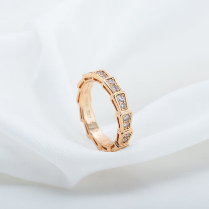 [Lucky Star]SERPENTI RING PINK GOLD DIAMOND PAVED 3MM