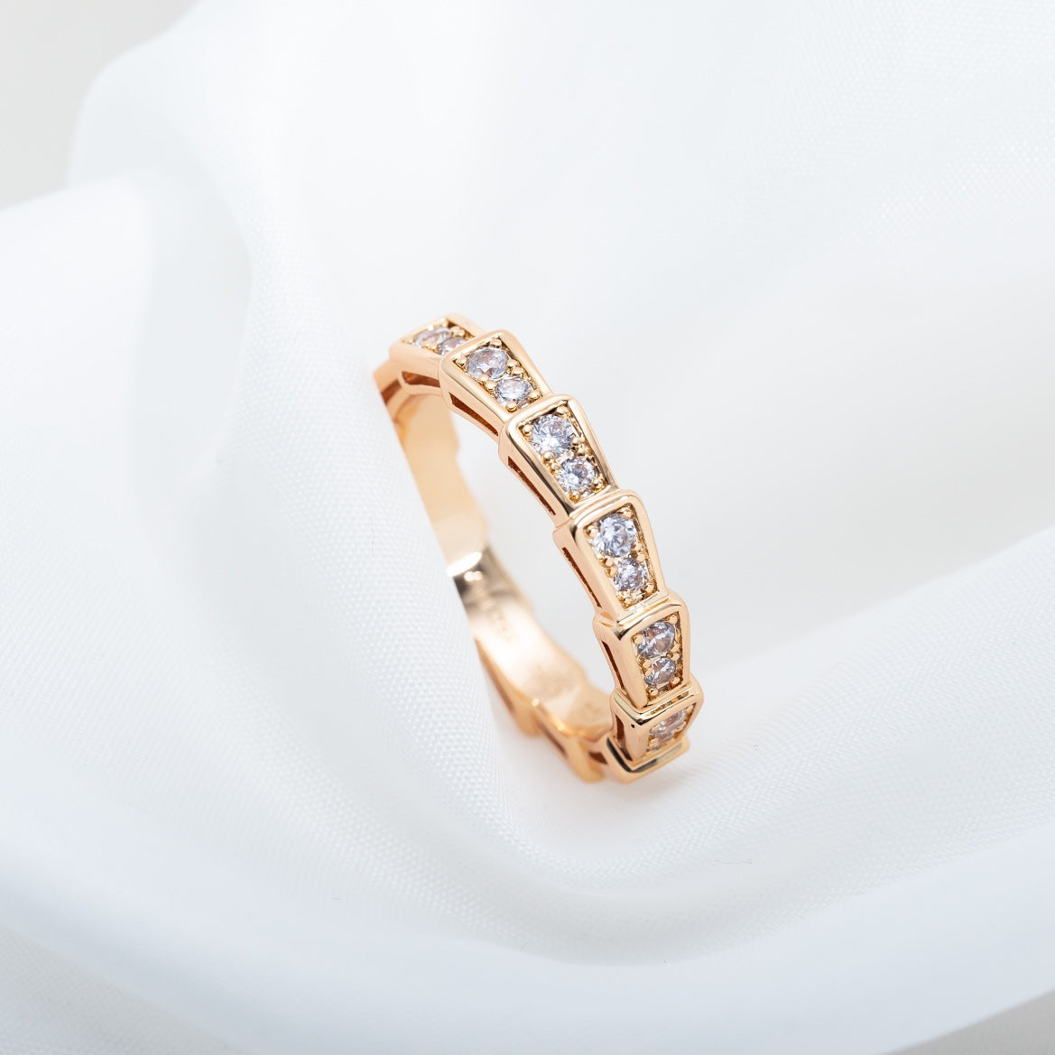 [Lucky Star]SERPENTI RING PINK GOLD DIAMOND PAVED 3MM