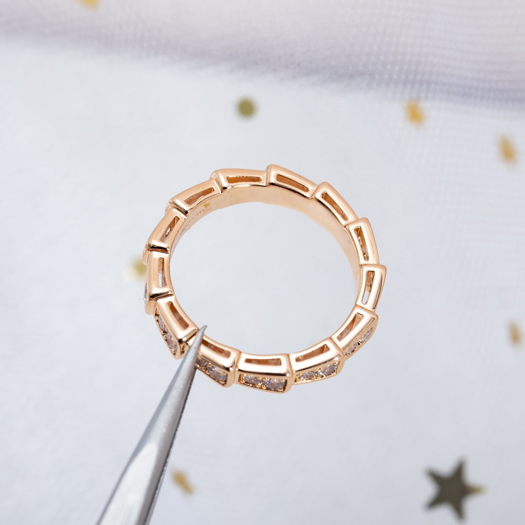 [Lucky Star]SERPENTI RING PINK GOLD DIAMOND PAVED 3MM