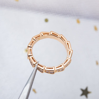 [Lucky Star]SERPENTI RING PINK GOLD DIAMOND PAVED 3MM
