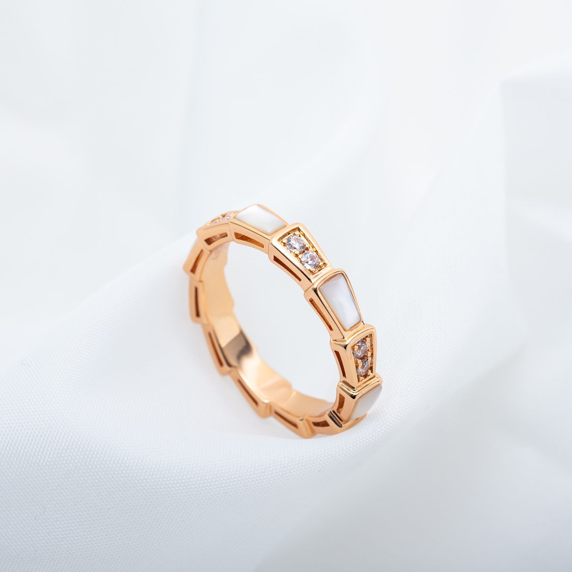 [Lucky Star]SERPENTI RING PINK GOLD DIAMOND MOP 3MM