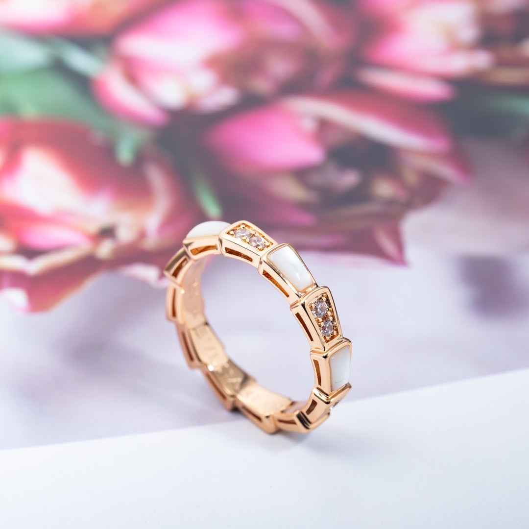 [Lucky Star]SERPENTI RING PINK GOLD DIAMOND MOP 3MM